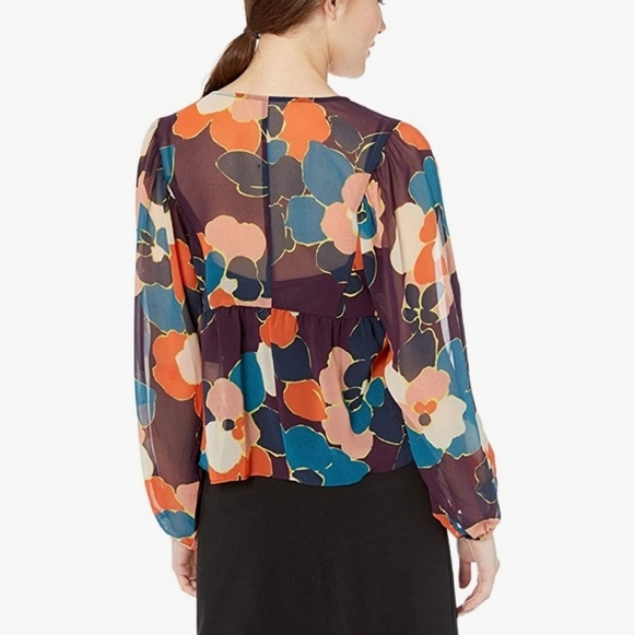 BCBGeneration Babydoll Floral Sheer Top - Picture 4 of 12